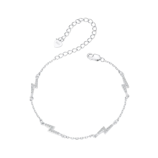 925 Sterling Silver Pave Setting CZ Bracelet with White Gold Plating