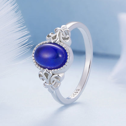 925 Sterling Silver Ring 1.7mm Size 6.0 with Transparent Glass for Women