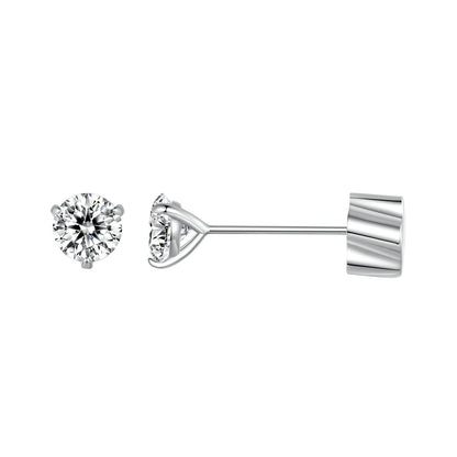 925 Sterling Silver Moissanite Earring 0.7cm White Gold Plated for Women
