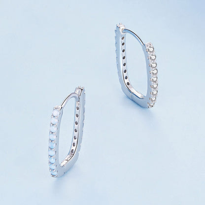 925 Sterling Silver Opal Earrings with Platinum Plating for Women