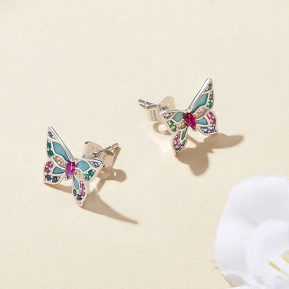 925 Sterling Silver Earrings with Enamel and CZ for Women
