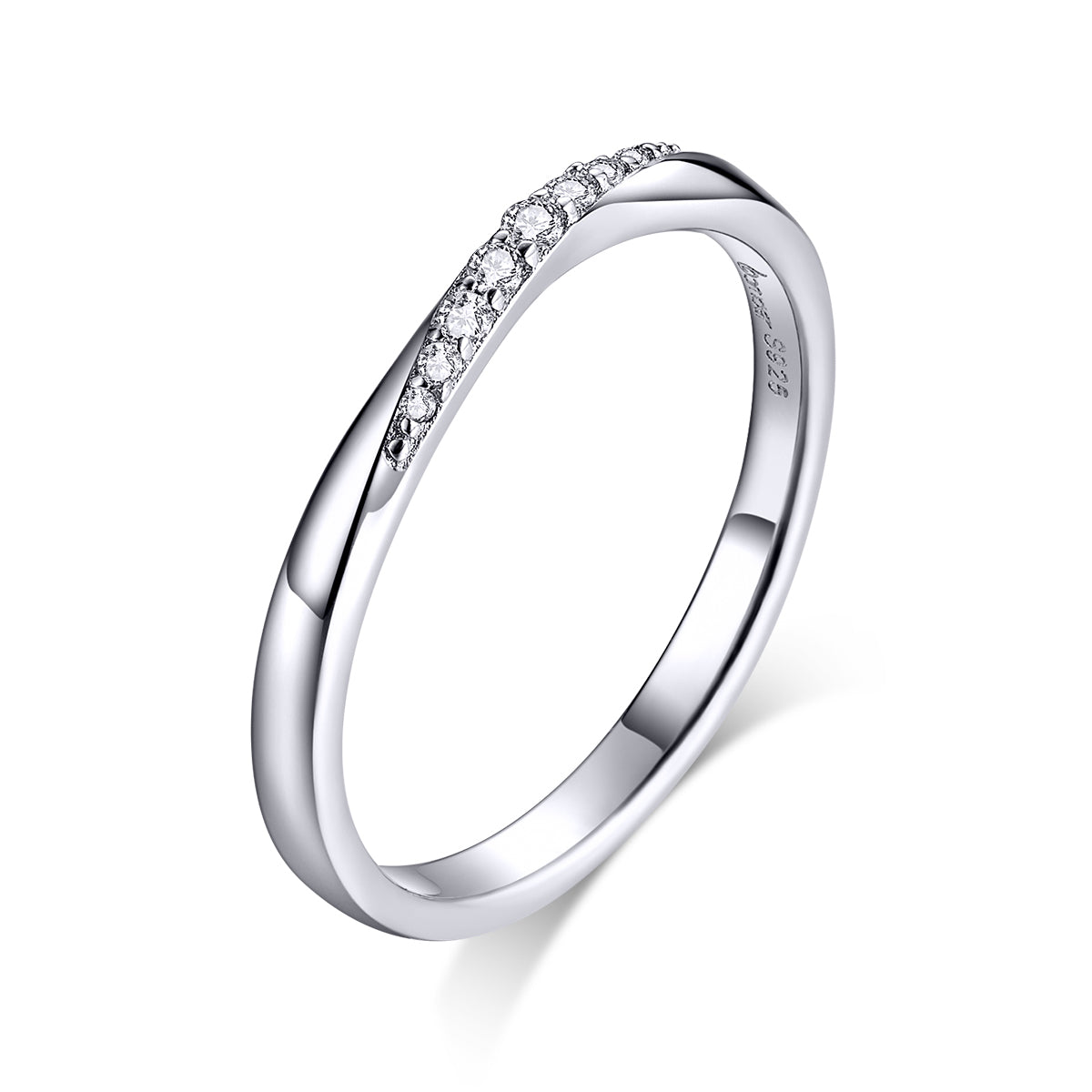 925 Sterling Silver Pavé Set CZ Platinum Plated Ring Size 6 for Women