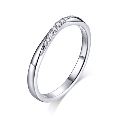 925 Sterling Silver Pavé Set CZ Platinum Plated Ring Size 6 for Women