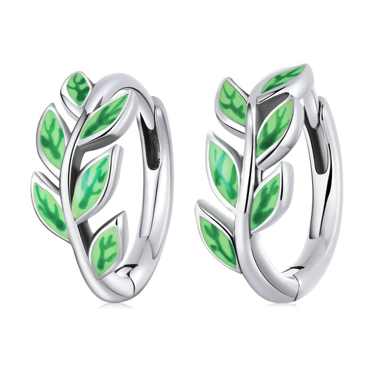925 Sterling Silver Enamel Oxidized Silver Earrings for Women, 1.2*0.5cm