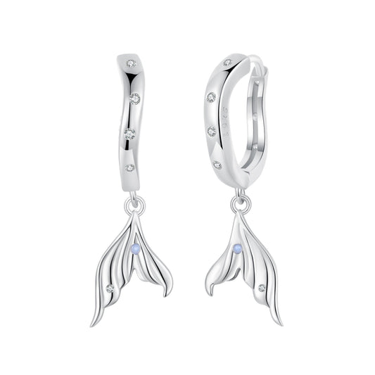 925 Sterling Silver Earrings with Nano Opal Stone and CZ in White Gold Finish