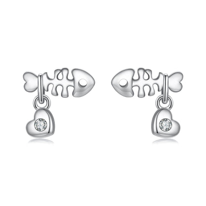 925 Sterling Silver Earrings with Pavé Setting CZ in Oxidized Silver
