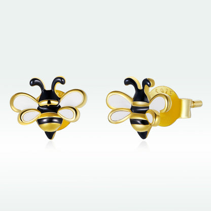 925 Sterling Silver Enamel Plated Gold Earrings
