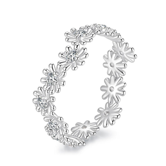 Bague en argent sterling 925 avec moissanite 0,03ct, taille 7