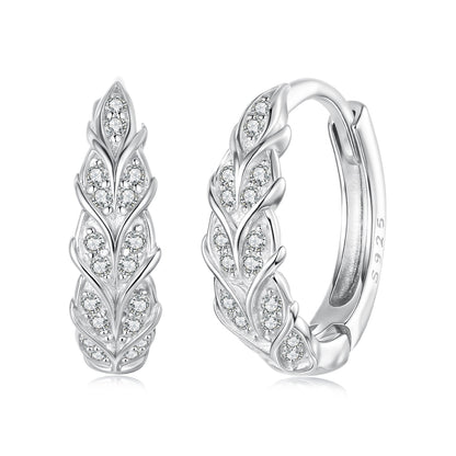 925 Sterling Silver Earrings with Pavé Setting CZ and White Gold Plating for Women