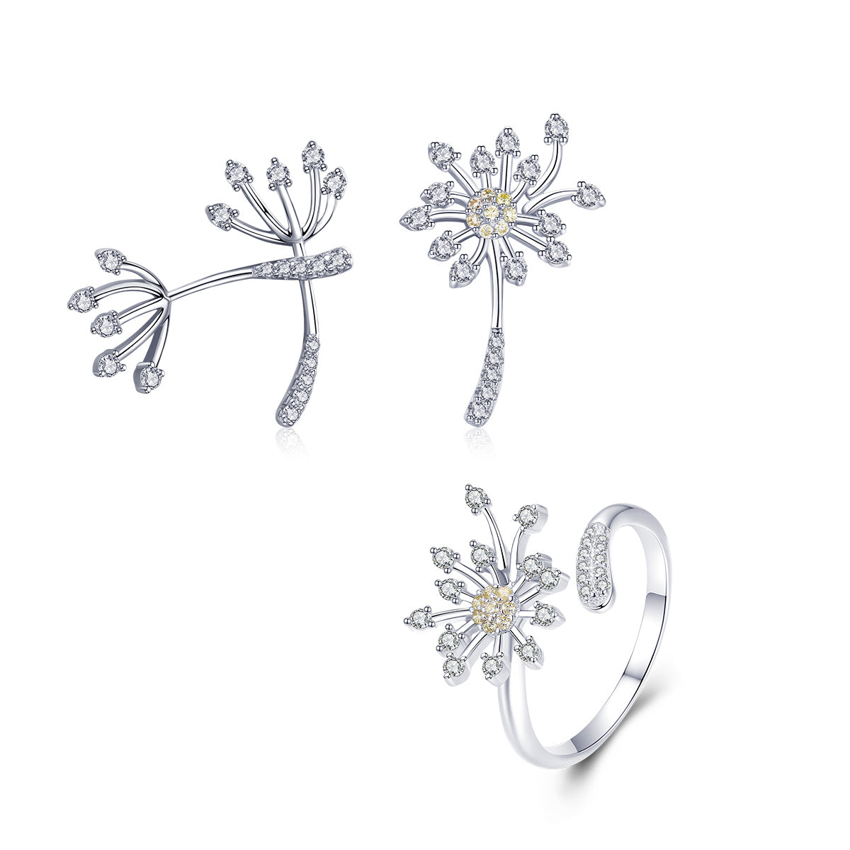 925 Sterling Silver Ring with Plated Platinum and Pavé Setting CZ