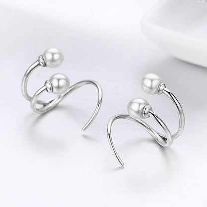925 Sterling Silver Oxidized Earrings with Shell Pearl for Women