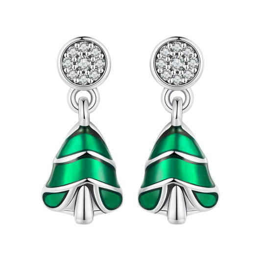Boucles d'oreilles en argent sterling 925 avec émail et zirconiums cubiques sertis pavé en argent oxydé
