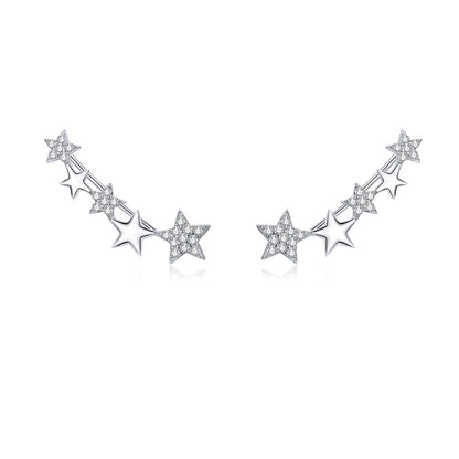 925 Sterling Silver Earrings with Plated Platinum and Pavé Setting CZ