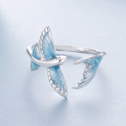 925 Sterling Silver White Enamel Pavé Set CZ Ring for Women