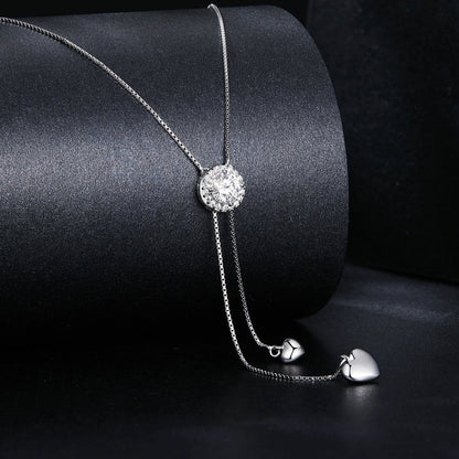 925 Sterling Silver 5mm Moissanite Necklace with Pavé Setting in White Gold, 450mm Length for Women