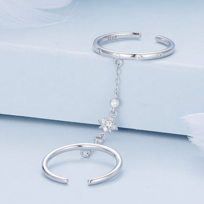925 Sterling Silver Plated CZ Ring 30mm Chain Length, 1.7mm Width for Women