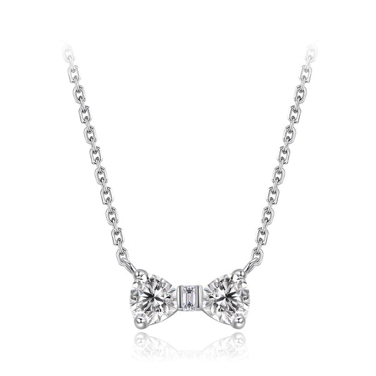925 Sterling Silver Adjustable White Gold Plated CZ Pendant Necklace for Women