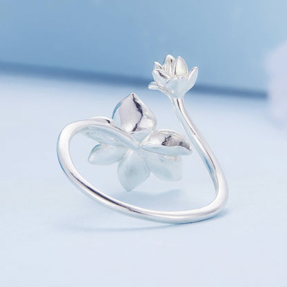 925 Sterling Silver Enamel Flower Ring