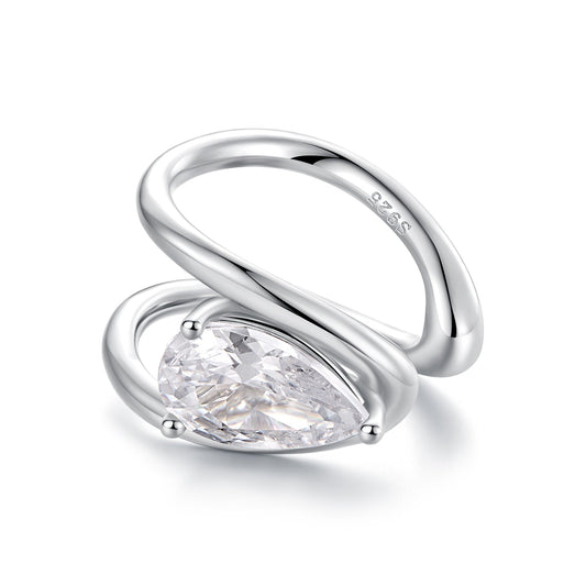 Créoles en argent sterling 925 avec pavé de zircons cubiques en or blanc