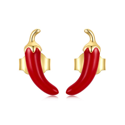 925 Sterling Silver Gold Plated Enamel Earrings for Women