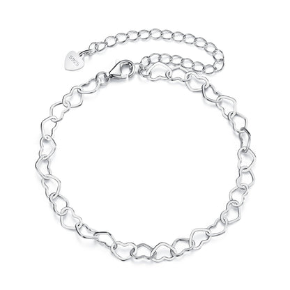 925 Sterling Silver Plated White Gold Adjustable Bracelet for Women