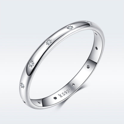 925 Sterling Silver Size 6.0 Plated Platinum Pavé Setting CZ Ring for Women