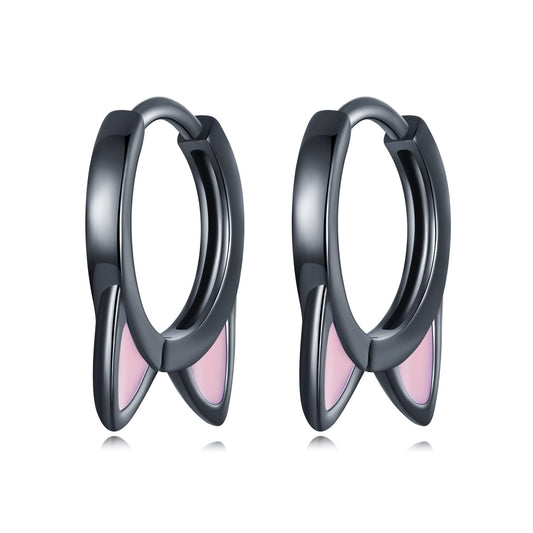 925 Sterling Silver Enamel Black Gold Plated Earrings for Women