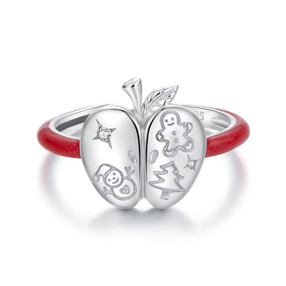 925 Sterling Silver Enamel Pavé CZ Ring for Women Size 1.3 cm