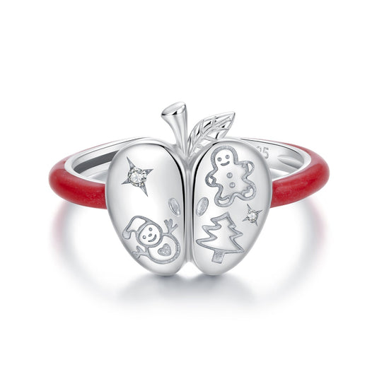925 Sterling Silver Enamel Pavé CZ Ring for Women Size 1.3 cm