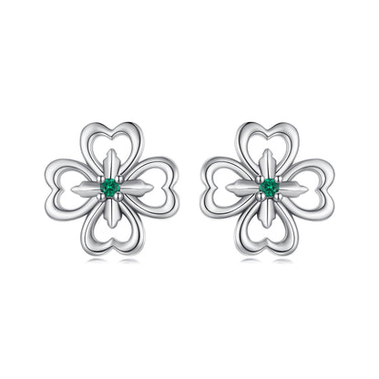 925 Sterling Silver Earrings with Pavé Setting CZ, 0.9cm, Oxidized Silver for Women