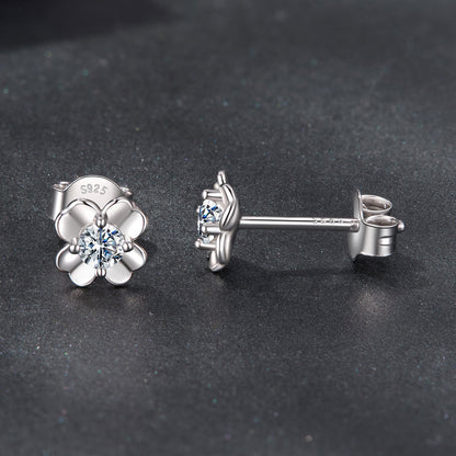 925 Sterling Silver Moissanite Earrings 0.6cm for Women