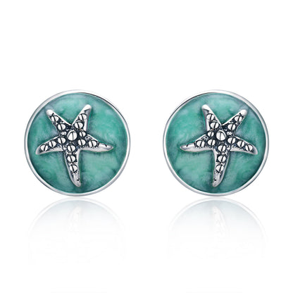 925 Sterling Silver Oxidized Enamel Earrings