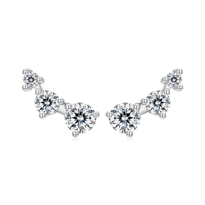 925 Sterling Silver Earrings with Pavé Setting CZ | Size 0.6*1.45cm for Women