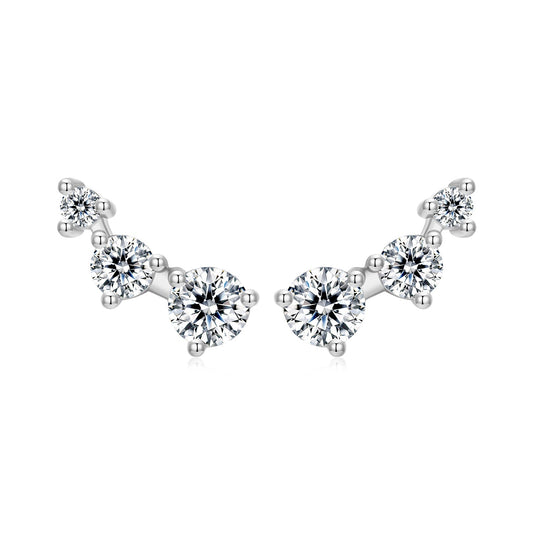 925 Sterling Silver Earrings with Pavé Setting CZ | Size 0.6*1.45cm for Women