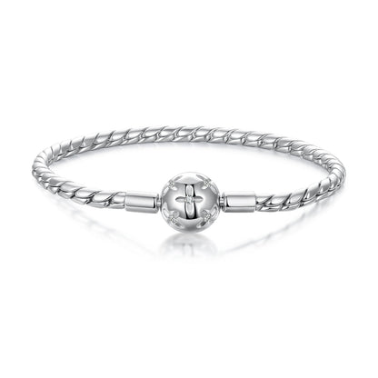 925 Sterling Silver White Gold Plated Bracelet with CZ Pendant for Women