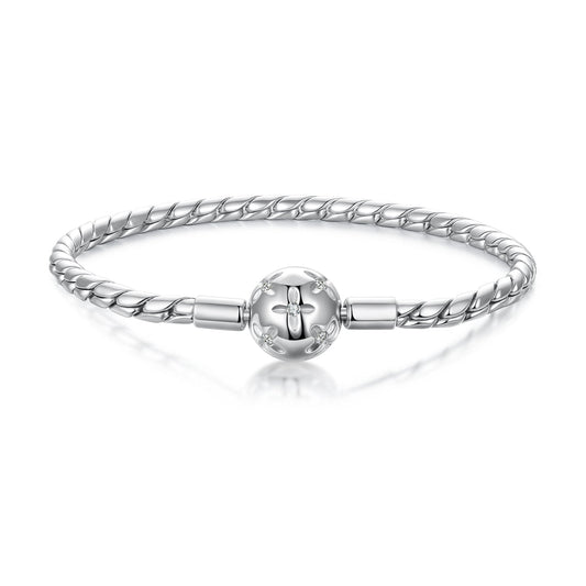 925 Sterling Silver White Gold Plated Bracelet with CZ Pendant for Women