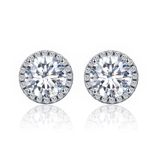 925 Sterling Silver Plated Platinum Pavé Setting CZ Earrings for Women