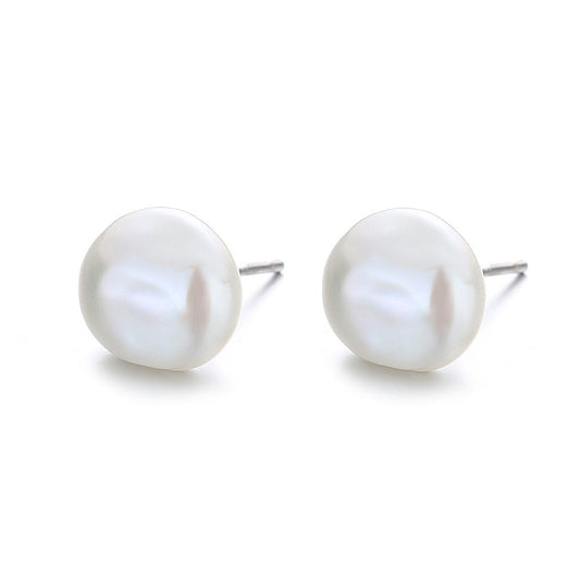 925 Sterling Silver White Gold Plated Freshwater Pearl Earrings
