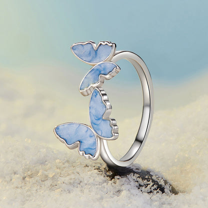 925 Sterling Silver Enamel Plated White Gold Ring for Women