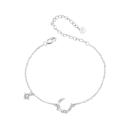 925 Sterling Silver CZ Bracelet with White Gold Plating, 150mm Length for Women