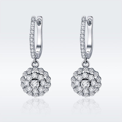 925 Sterling Silver Plated Platinum Pavé Setting CZ Earrings