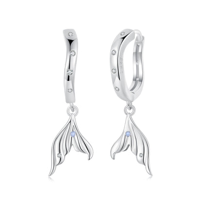925 Sterling Silver Earrings with Nano Opal Stone and CZ in White Gold Finish