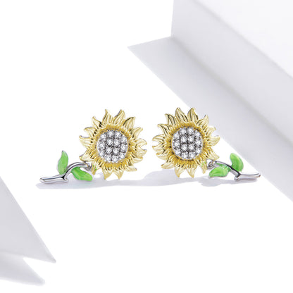 925 Sterling Silver Plated Gold Earrings with Enamel Process