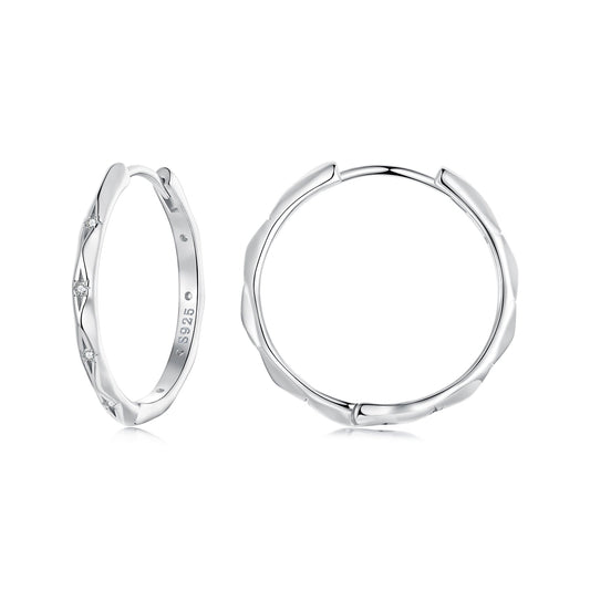 Créoles en argent sterling 925 plaqué or blanc avec oxydes de zirconium - 2,0 cm