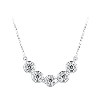 925 Sterling Silver 4mm Moissanite Plated Platinum Necklace for Women