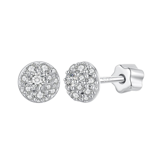 Boucles d'oreilles en moissanite plaqué or blanc en argent sterling 925, taille 10 mm, pour femme