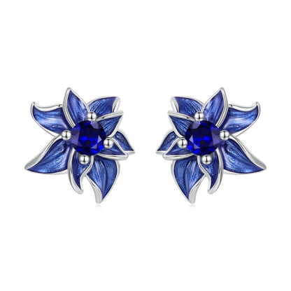 925 Sterling Silver Earrings with Enamel Process and Pavé Setting CZ