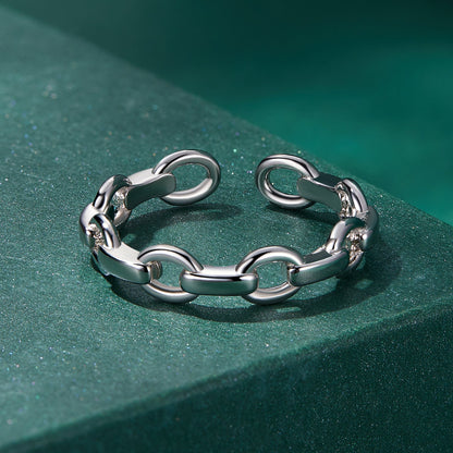 925 Sterling Silver Platinum Plated 0.4cm Wide Ring