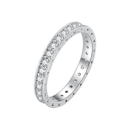 925 Sterling Silver S925 Pavé Setting CZ Ring for Women, Size 6.0, Width 2.6mm