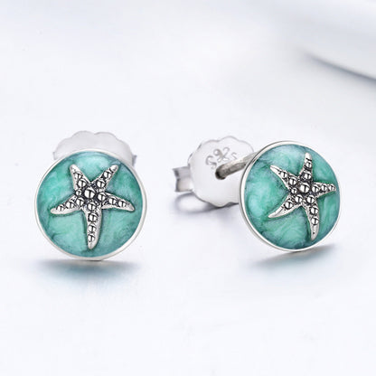 925 Sterling Silver Oxidized Enamel Earrings